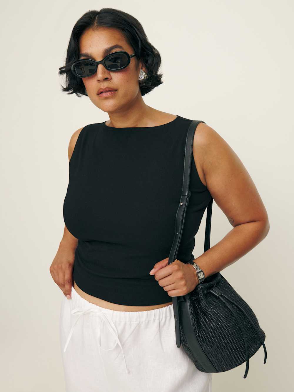 Reformation Dusk Knit Top Es - Black