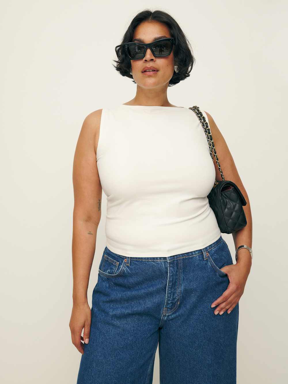 Reformation Dusk Knit Top Es - Fior Di Latte