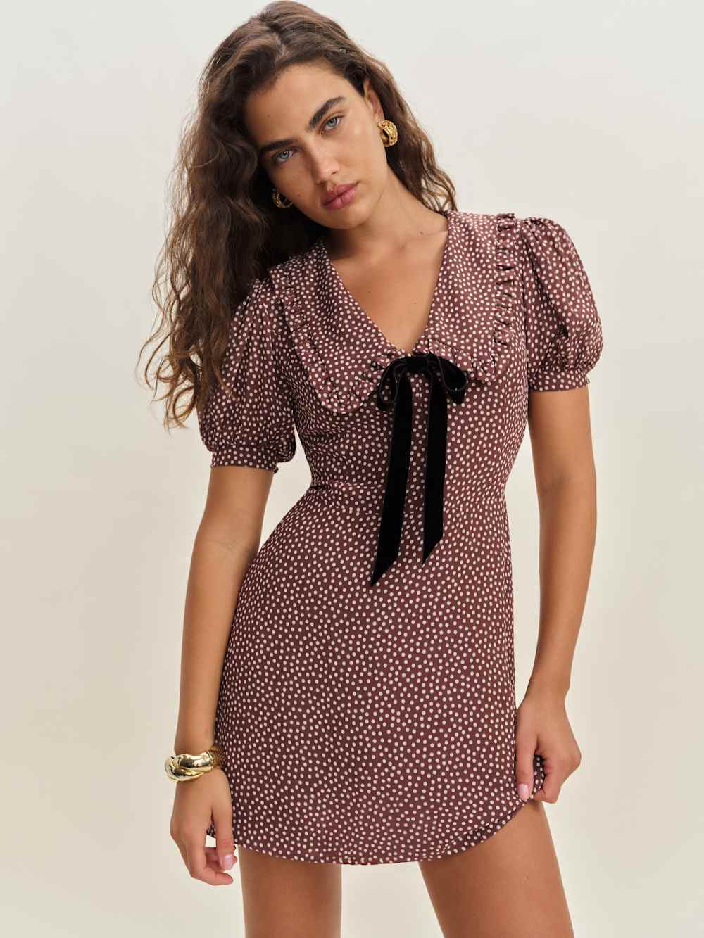 Reformation Kaylia Dress - Choco Dot