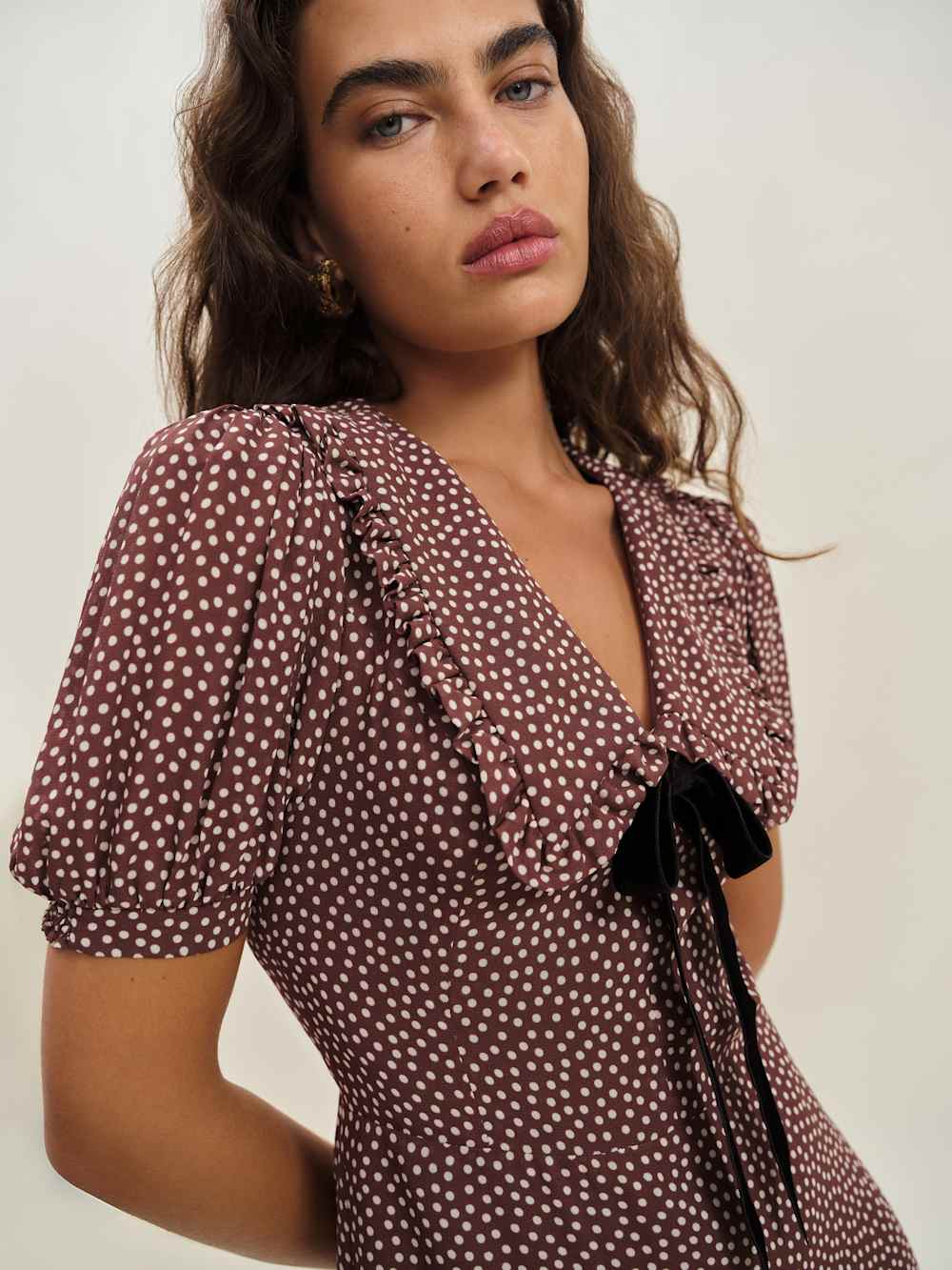 Reformation Kaylia Dress - Choco Dot