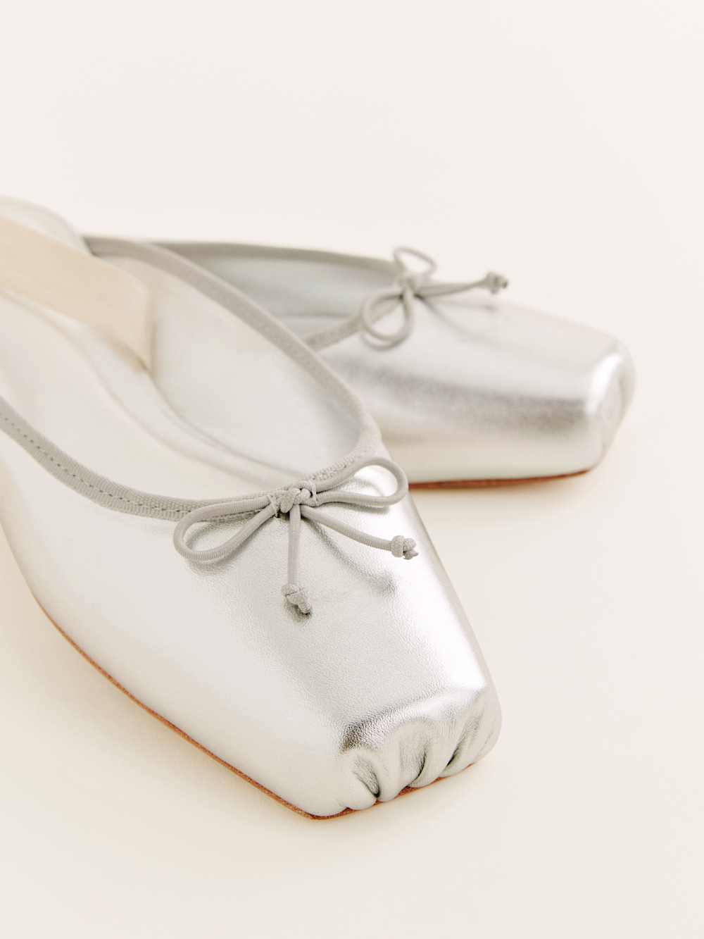 Reformation Megan Lace Up Ballet Flat - Silver