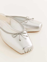 Reformation Megan Lace Up Ballet Flat - Silver