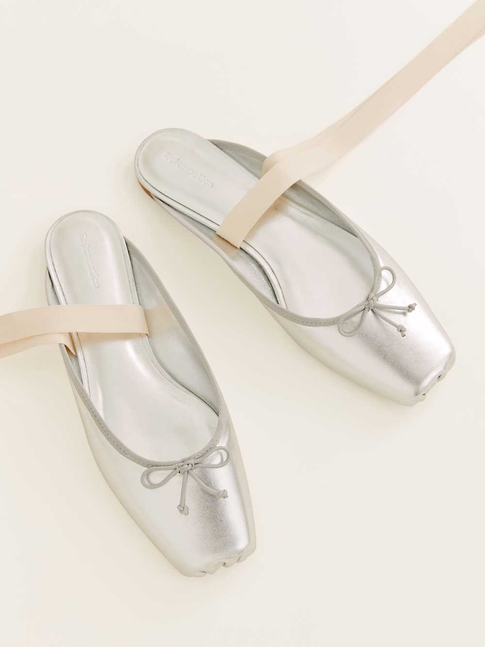 Reformation Megan Lace Up Ballet Flat - Silver