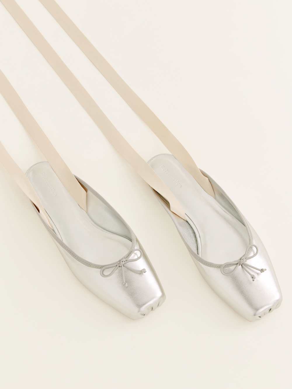 Reformation Megan Lace Up Ballet Flat - Silver