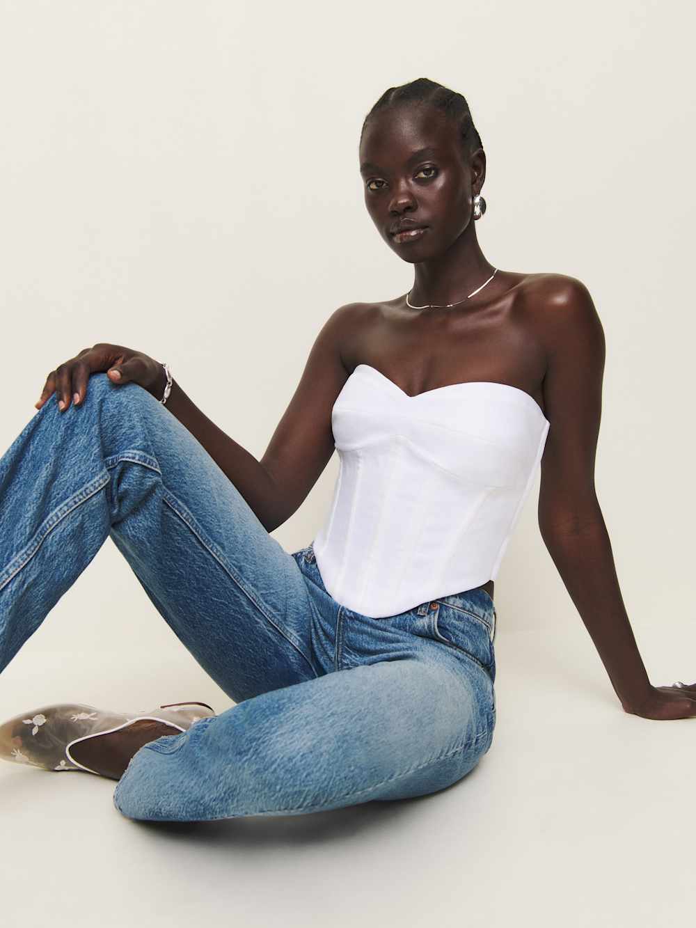 Reformation Pacie Linen Top - White