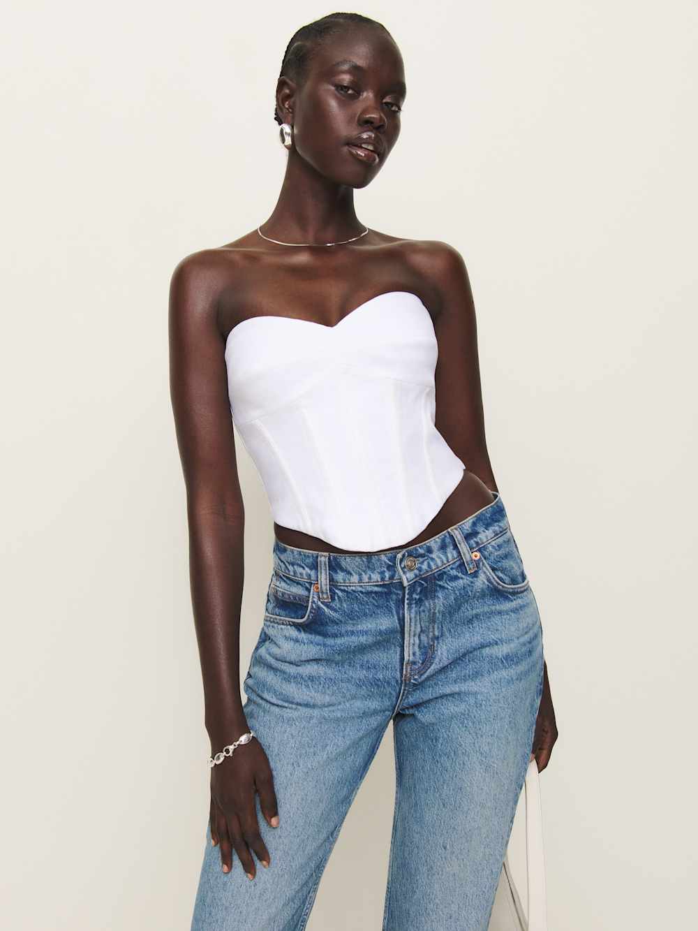 Reformation Pacie Linen Top - White