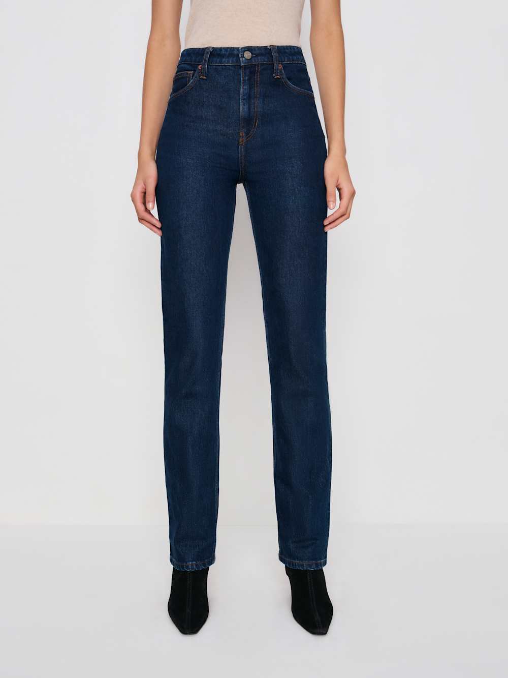 Reformation Jax Stretch High Rise Straight Jeans - Seneca