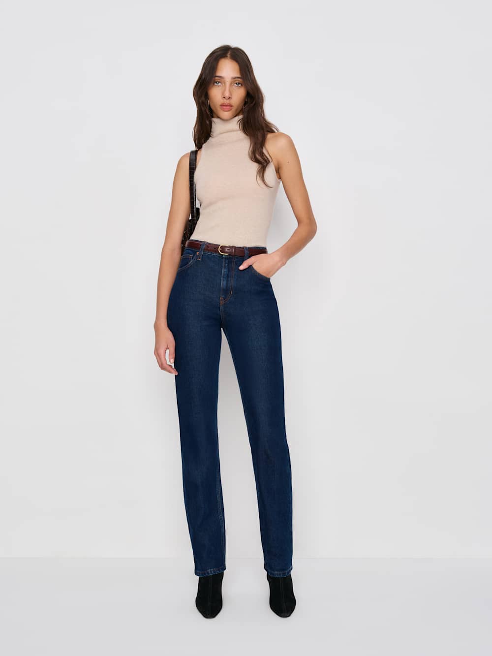Reformation Jax Stretch High Rise Straight Jeans - Seneca