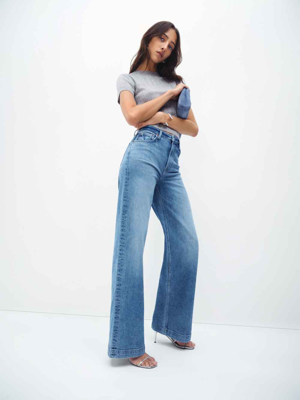 Reformation Bex Super Stretch High Rise Wide Leg Jeans - Woods