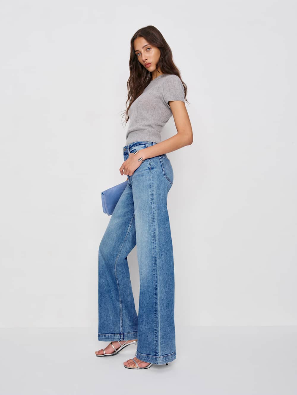 Reformation Bex Super Stretch High Rise Wide Leg Jeans - Woods