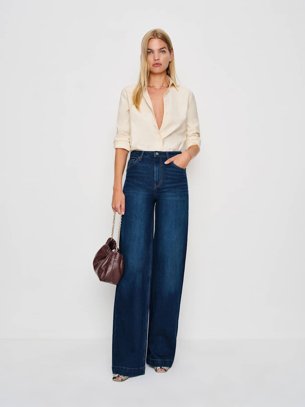 Reformation Bex Super Stretch High Rise Wide Leg Jeans - Wheeler