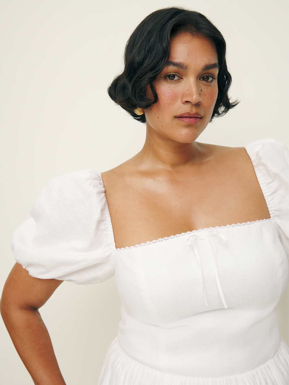 Reformation Malvina Linen Dress Es - White