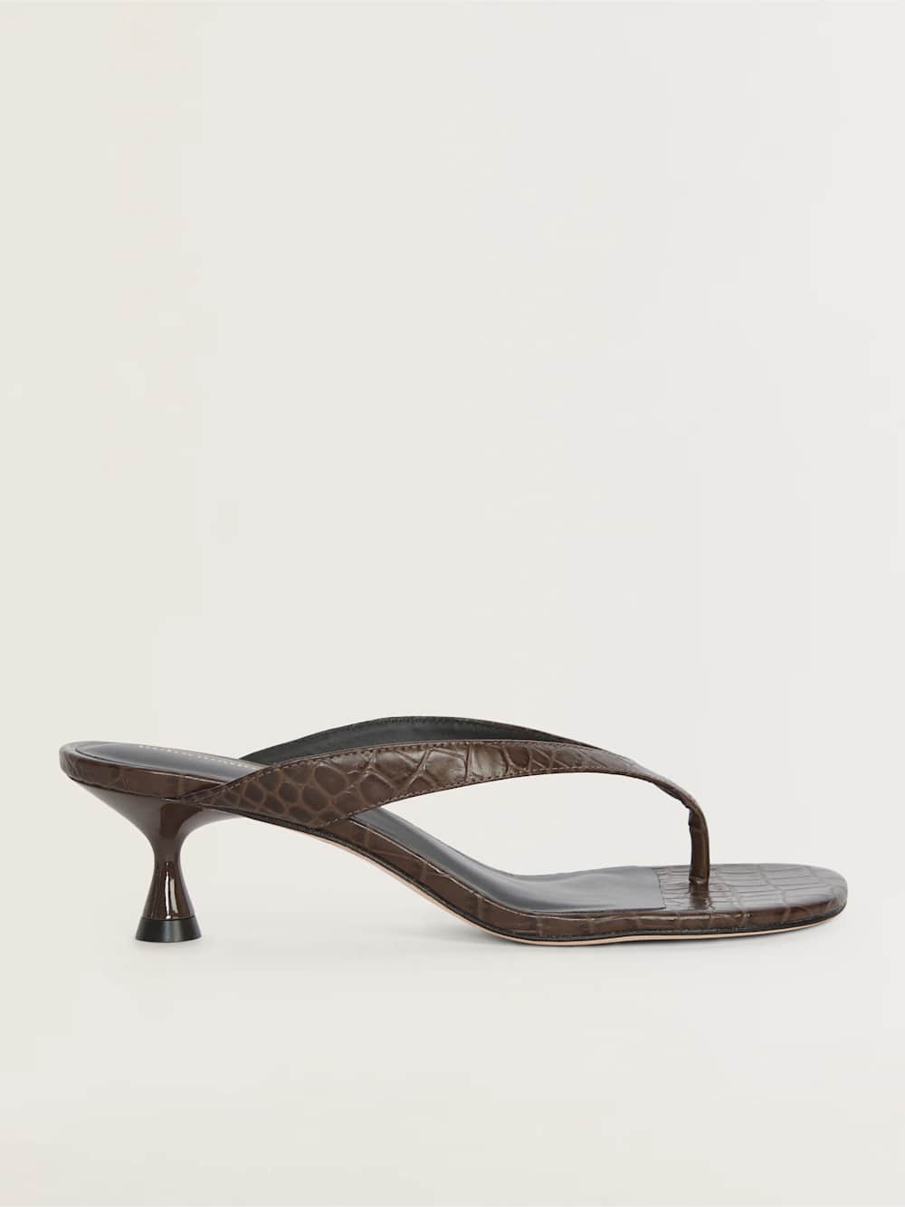 Reformation Sophie Heeled Sandal - Brown Croc-effect