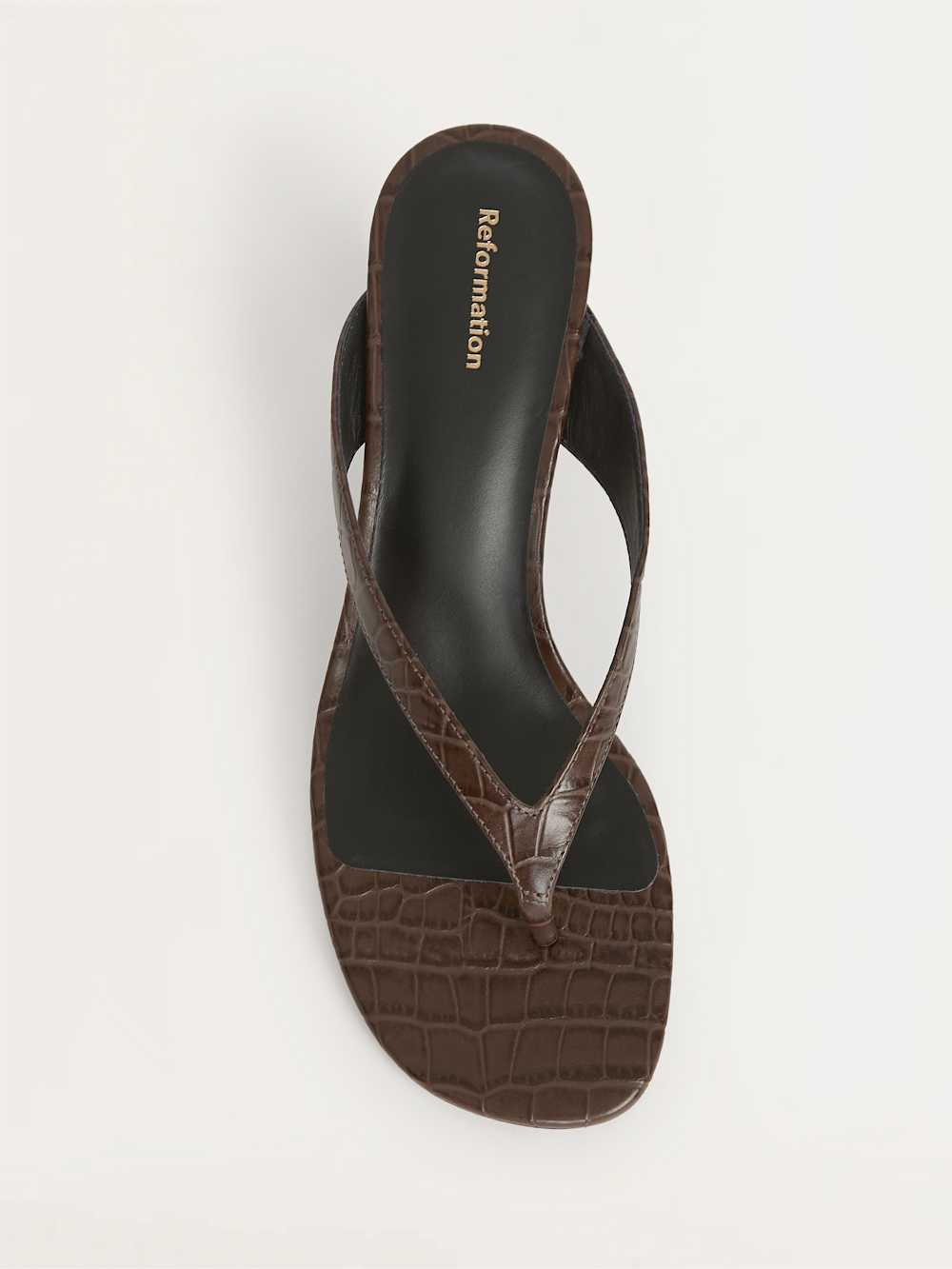 Reformation Sophie Heeled Sandal - Brown Croc-effect
