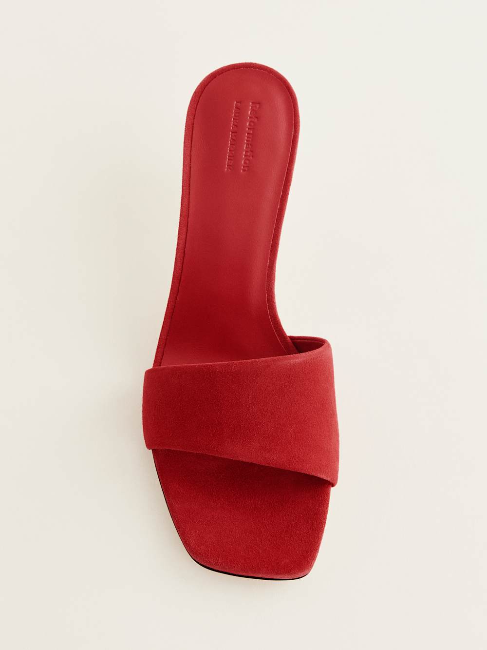 Reformation Hartzell Heeled Sandal - Lipstick Suede
