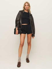 Reformation Giselle Pointelle Knit Two Piece - Black