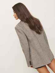Reformation James Relaxed Blazer - Brown Herringbone