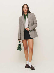 Reformation James Relaxed Blazer - Brown Herringbone