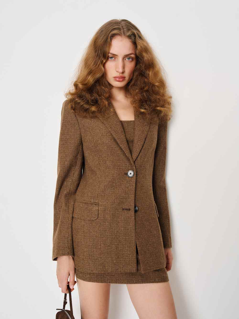 Reformation James Relaxed Blazer - Brown Check