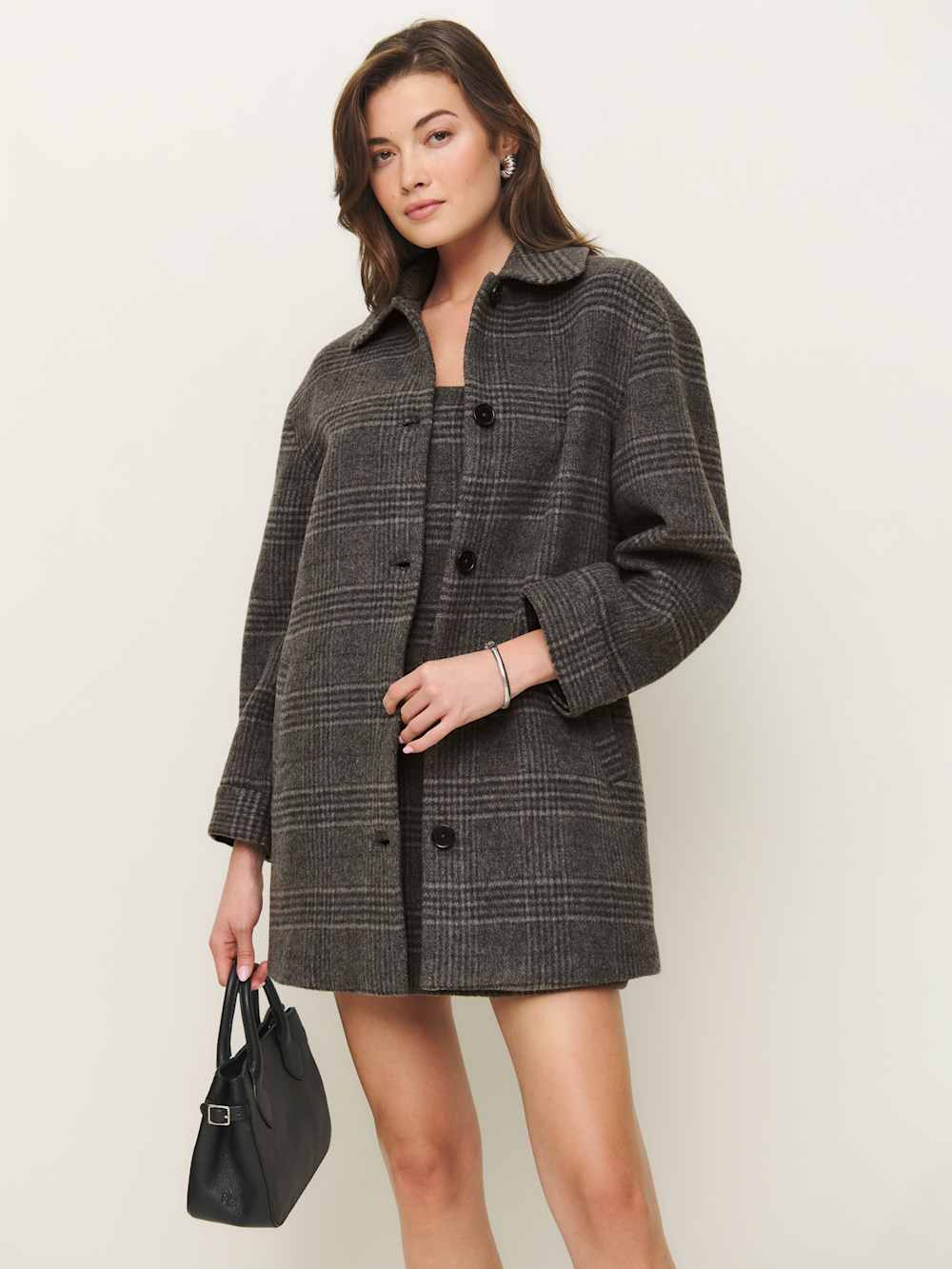 Reformation Irene Jacket - Charcoal Plaid