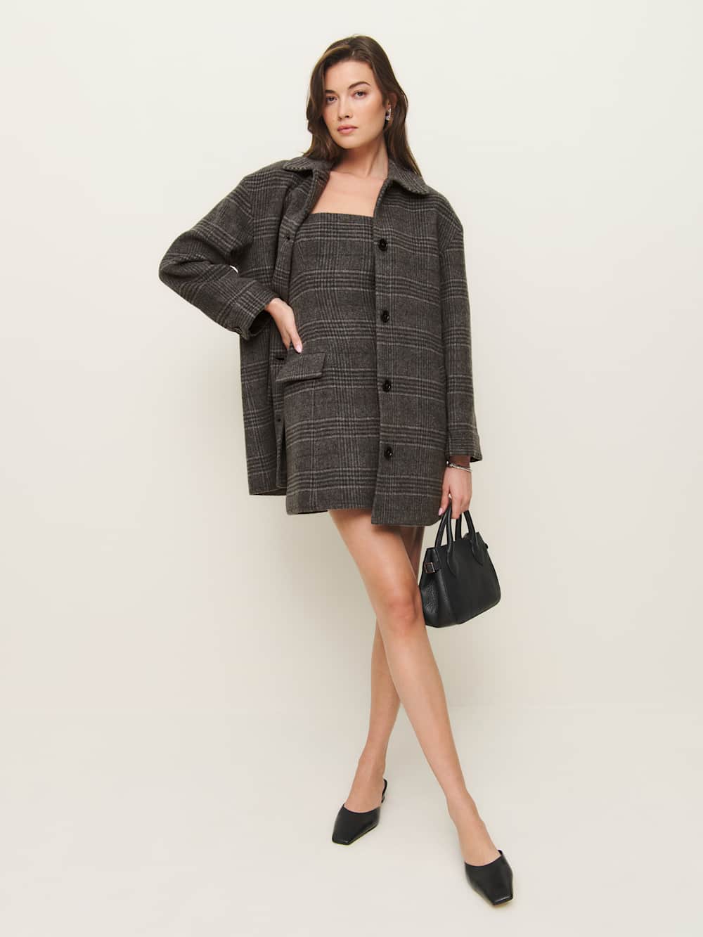Reformation Irene Jacket - Charcoal Plaid