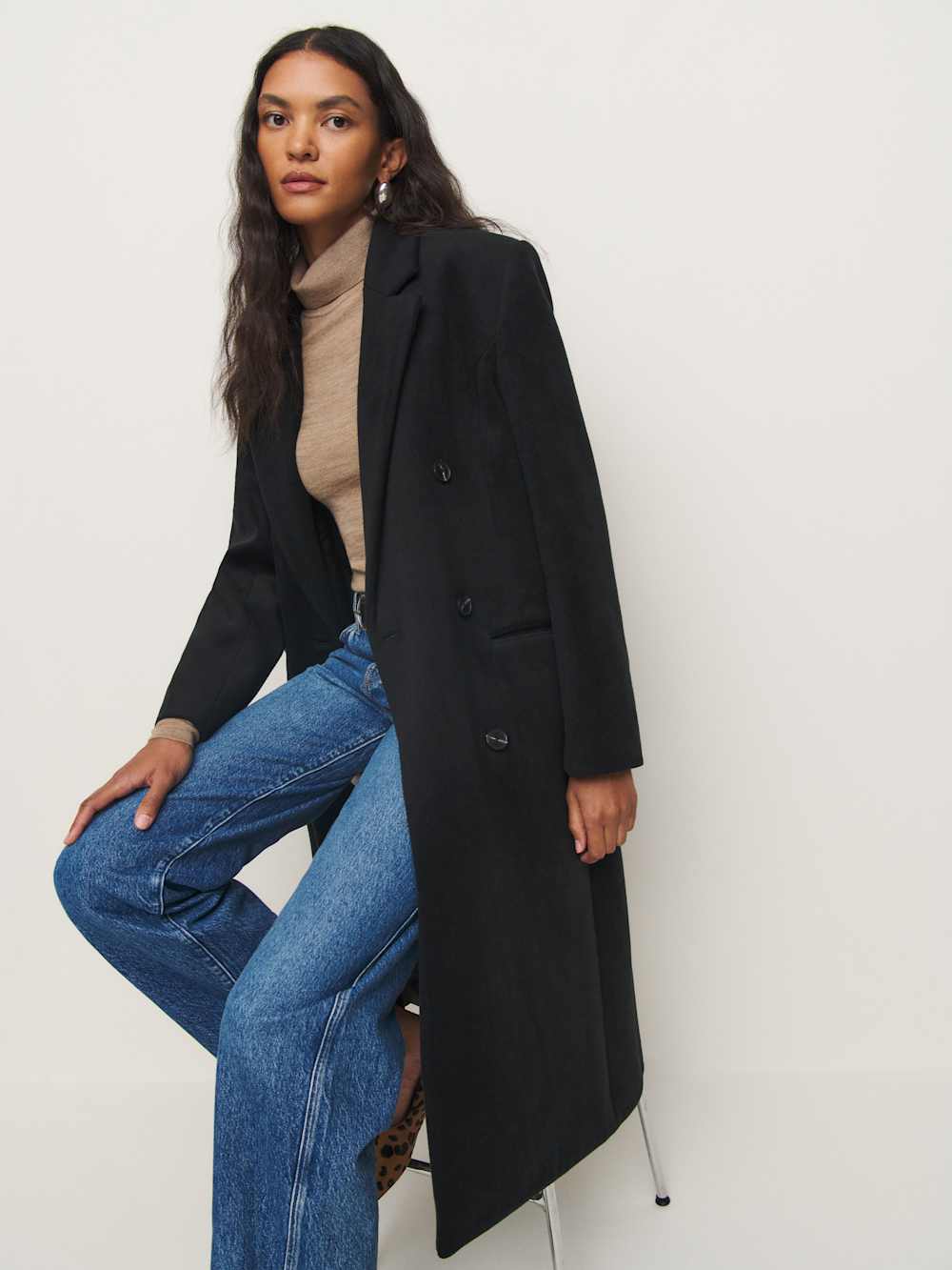 Reformation Lucas Coat - Black