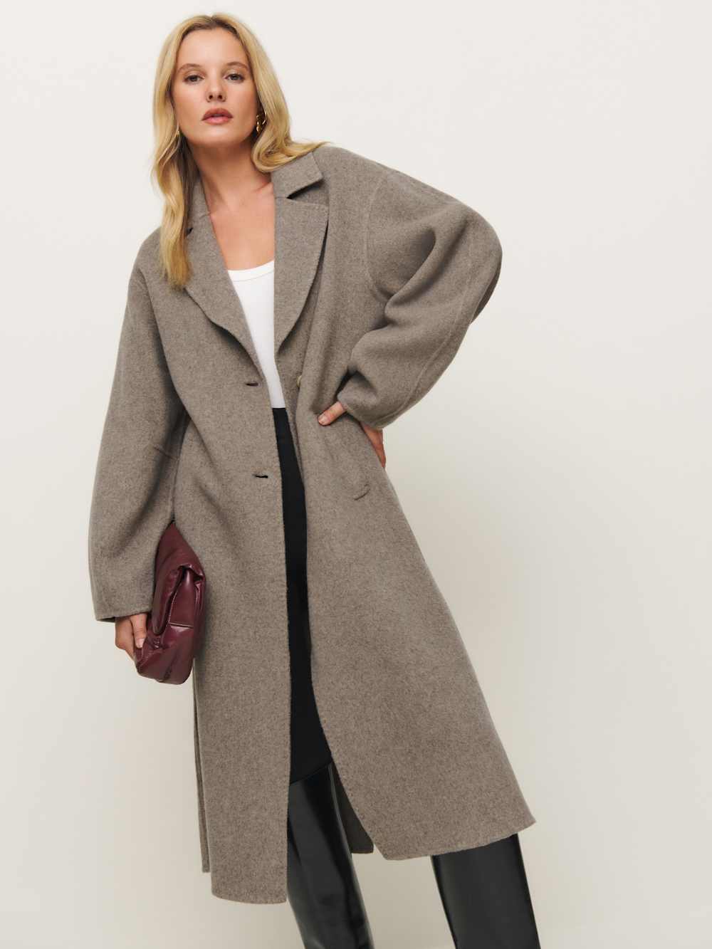 Reformation Wyatt Double-faced Coat - Stone