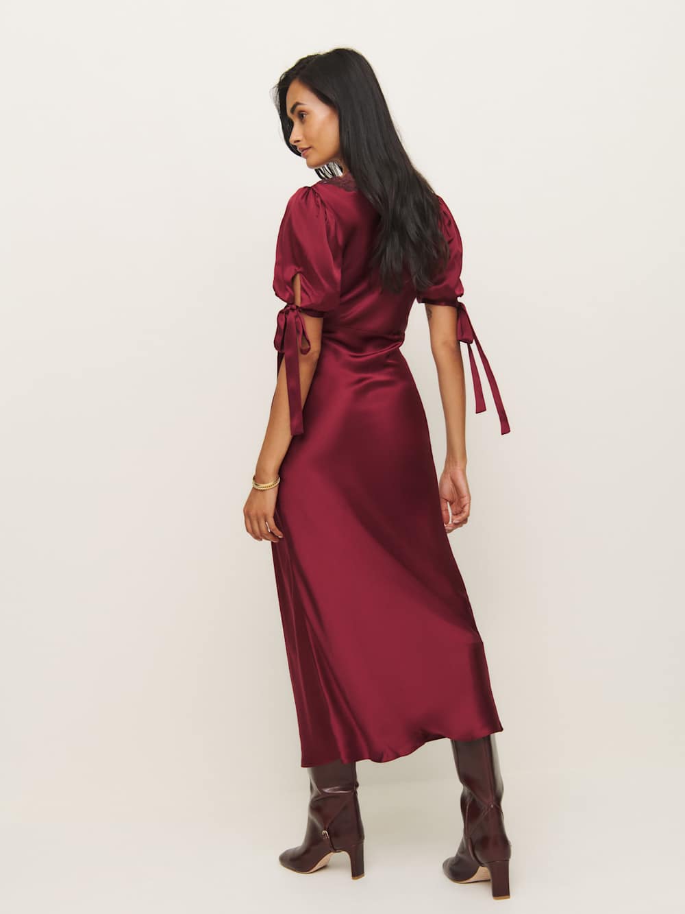 Reformation Stella Silk Dress - Crimson Clover