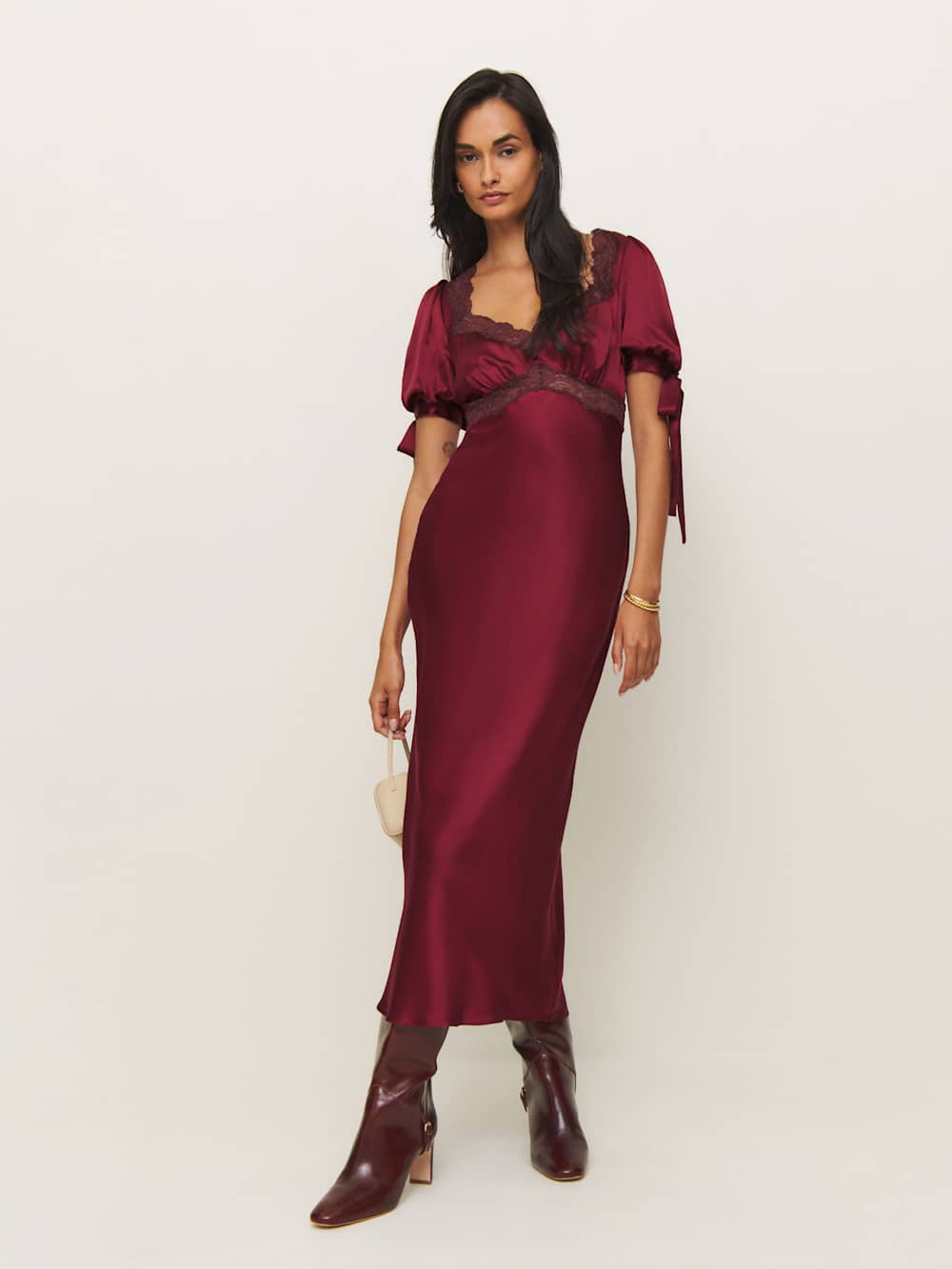 Reformation Stella Silk Dress - Crimson Clover