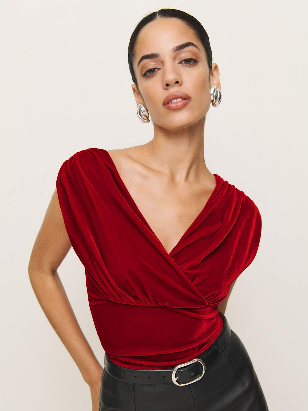 Reformation Amelia Knit Top - Red Velvet