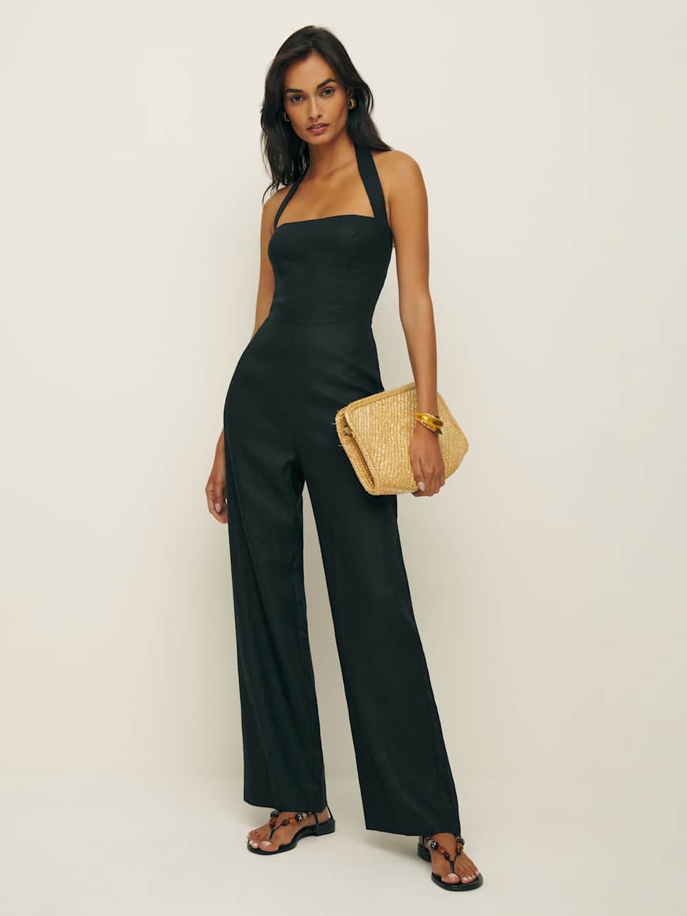 Reformation Malika Linen Jumpsuit - Black