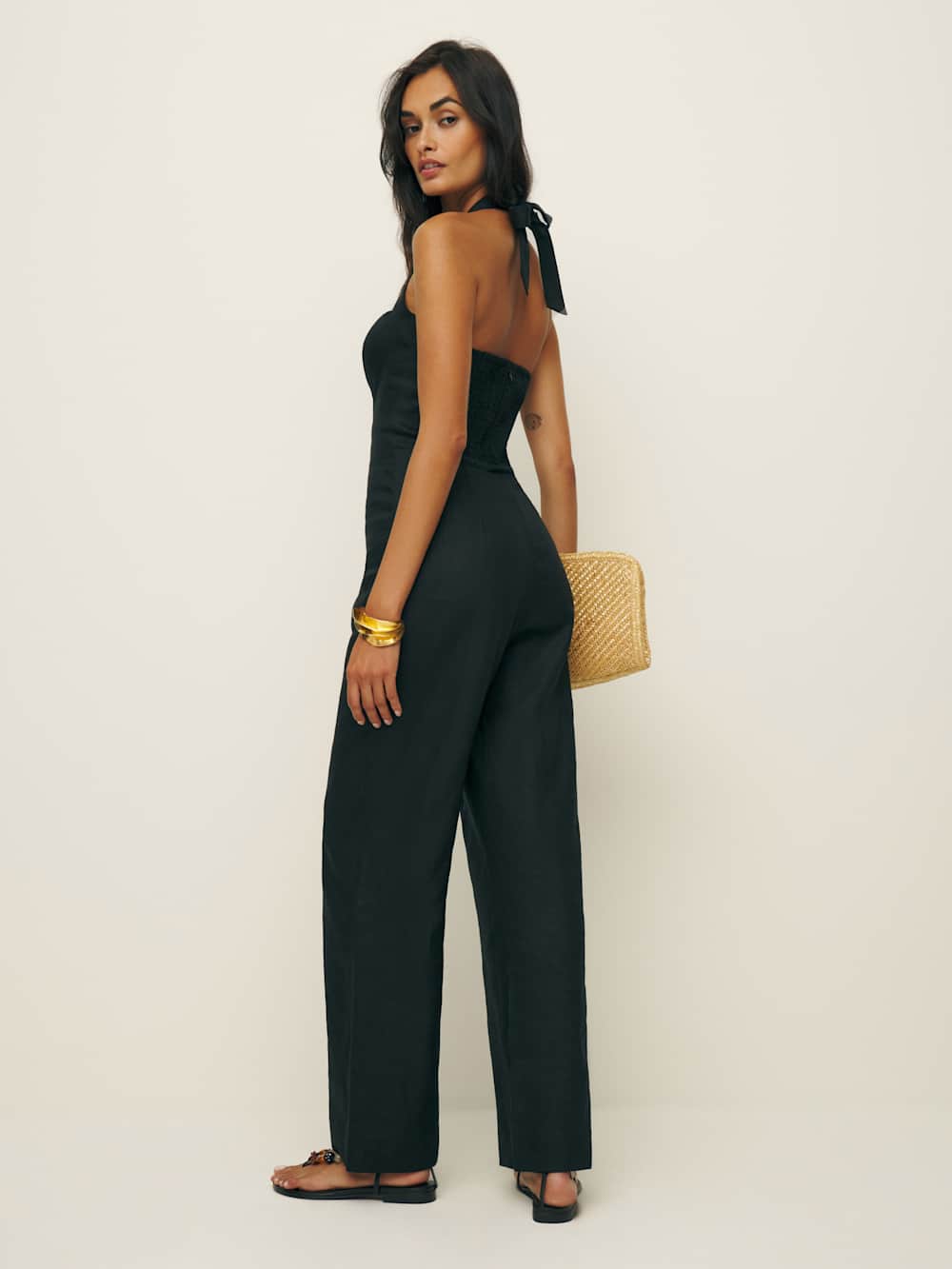 Reformation Malika Linen Jumpsuit - Black