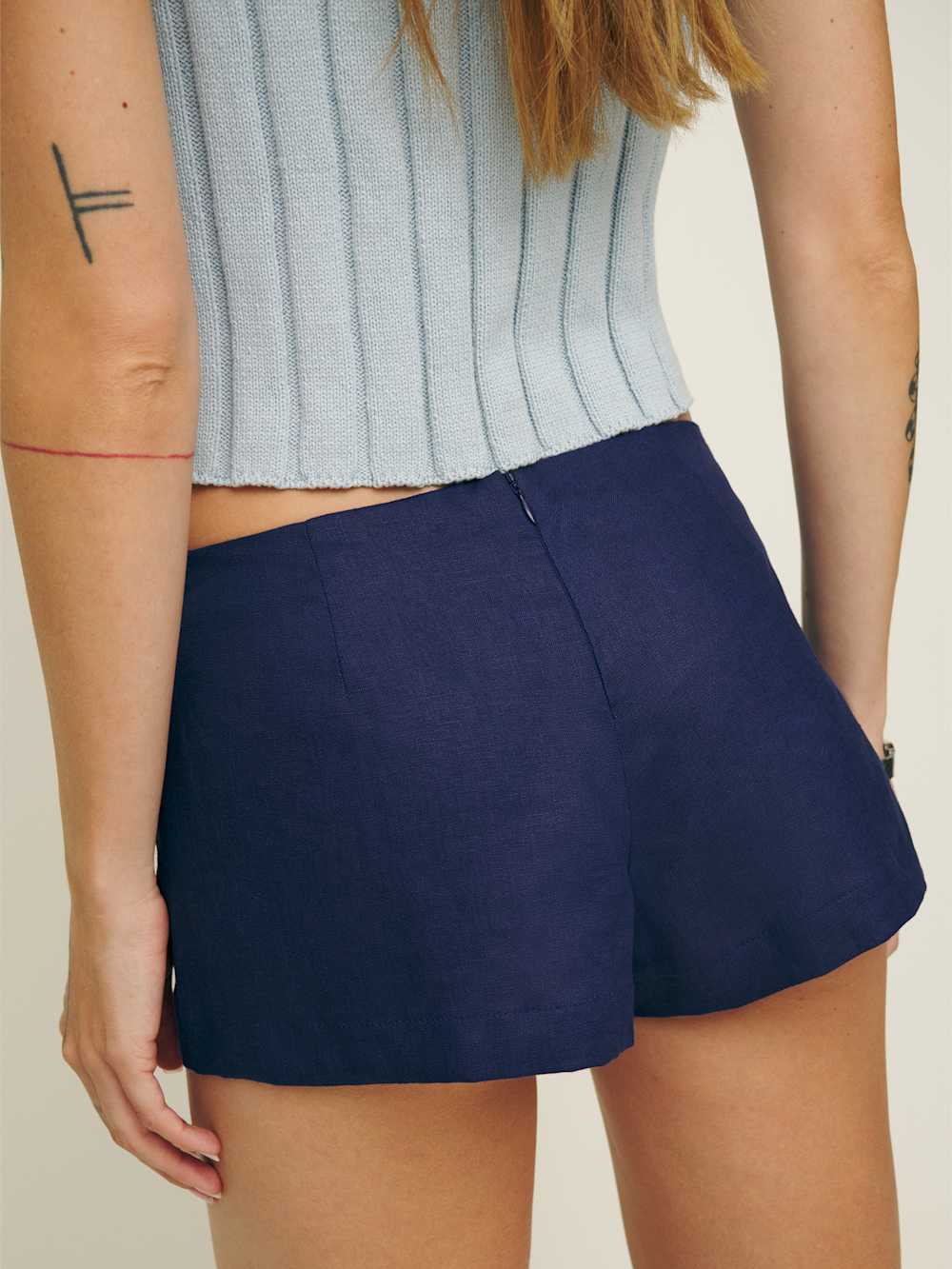 Reformation June Low Rise Linen Short - Danube