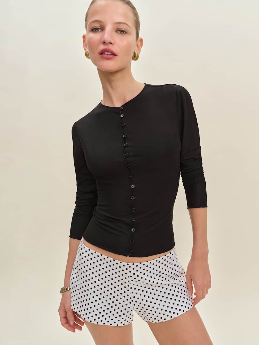 Reformation June Low Rise Linen Short - Eclipse Dot