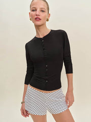 Reformation June Low Rise Linen Short - Eclipse Dot