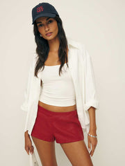 Reformation June Low Rise Linen Short - Sundried Tomato