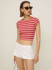 Reformation June Low Rise Linen Short - White