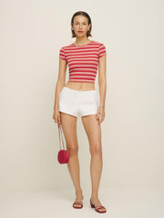Reformation June Low Rise Linen Short - White