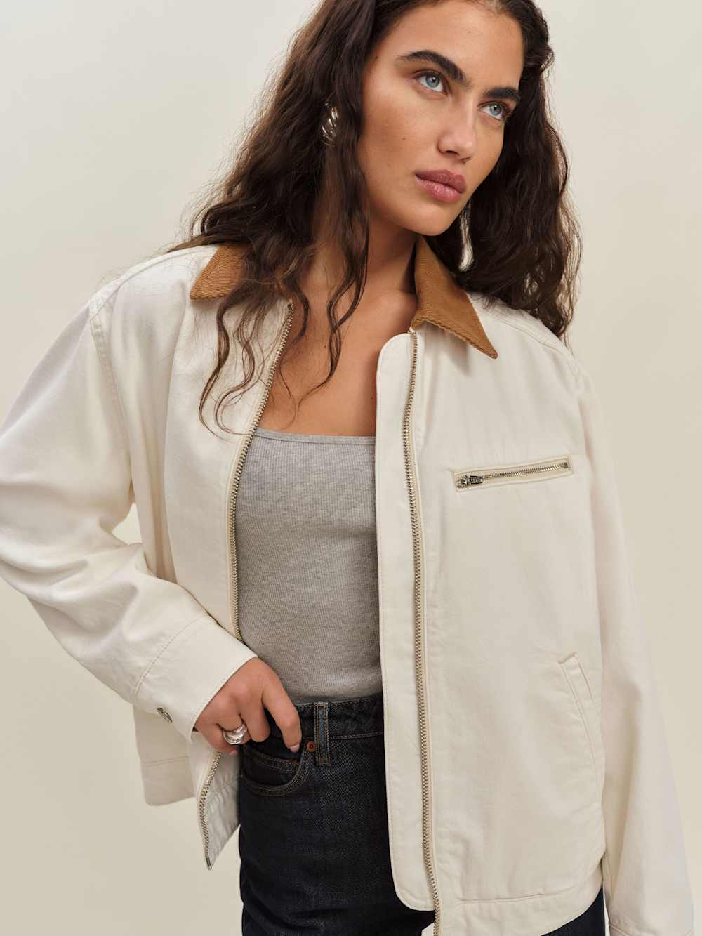 Reformation Harrison Utility Jacket - Fior Di Latte