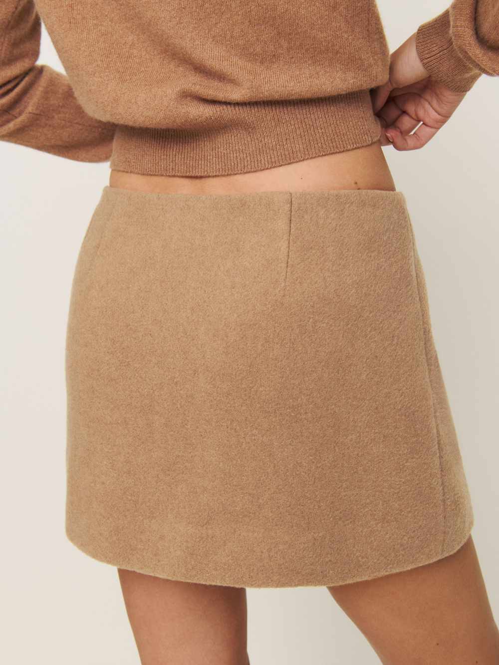 Reformation Carla Low Waist Wool Skirt - Camel