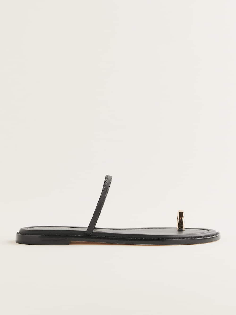 Reformation Cassandra Flat Sandal - Black Leather