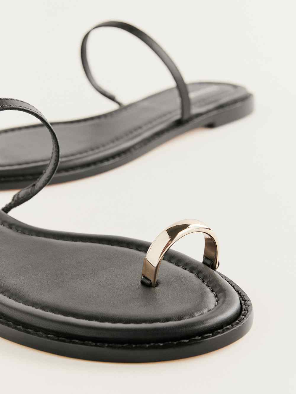 Reformation Cassandra Flat Sandal - Black Leather