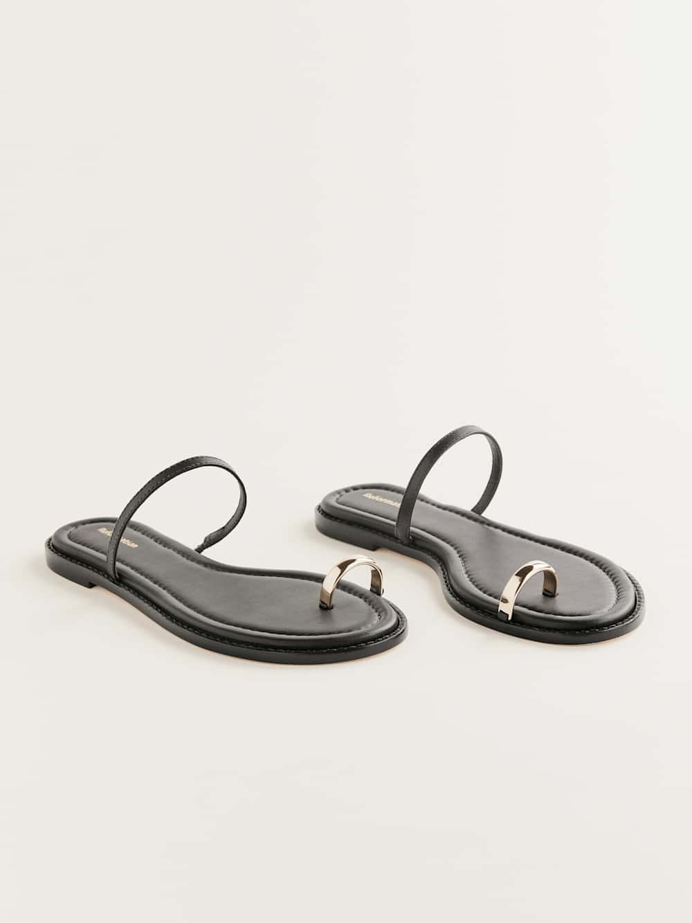 Reformation Cassandra Flat Sandal - Black Leather