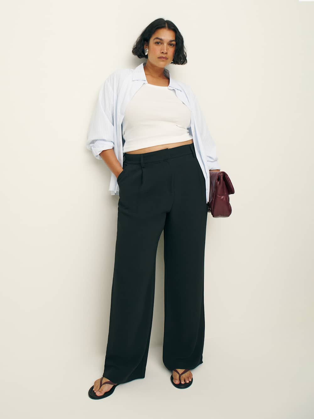 Reformation Alex Mid Rise Pant Es - Black