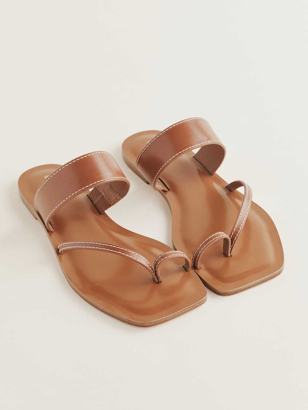 Reformation Sawyer Flat Sandal - Pecan Leather