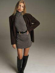 Reformation Holland Cashmere Turtleneck Sweater Dress - Thunder