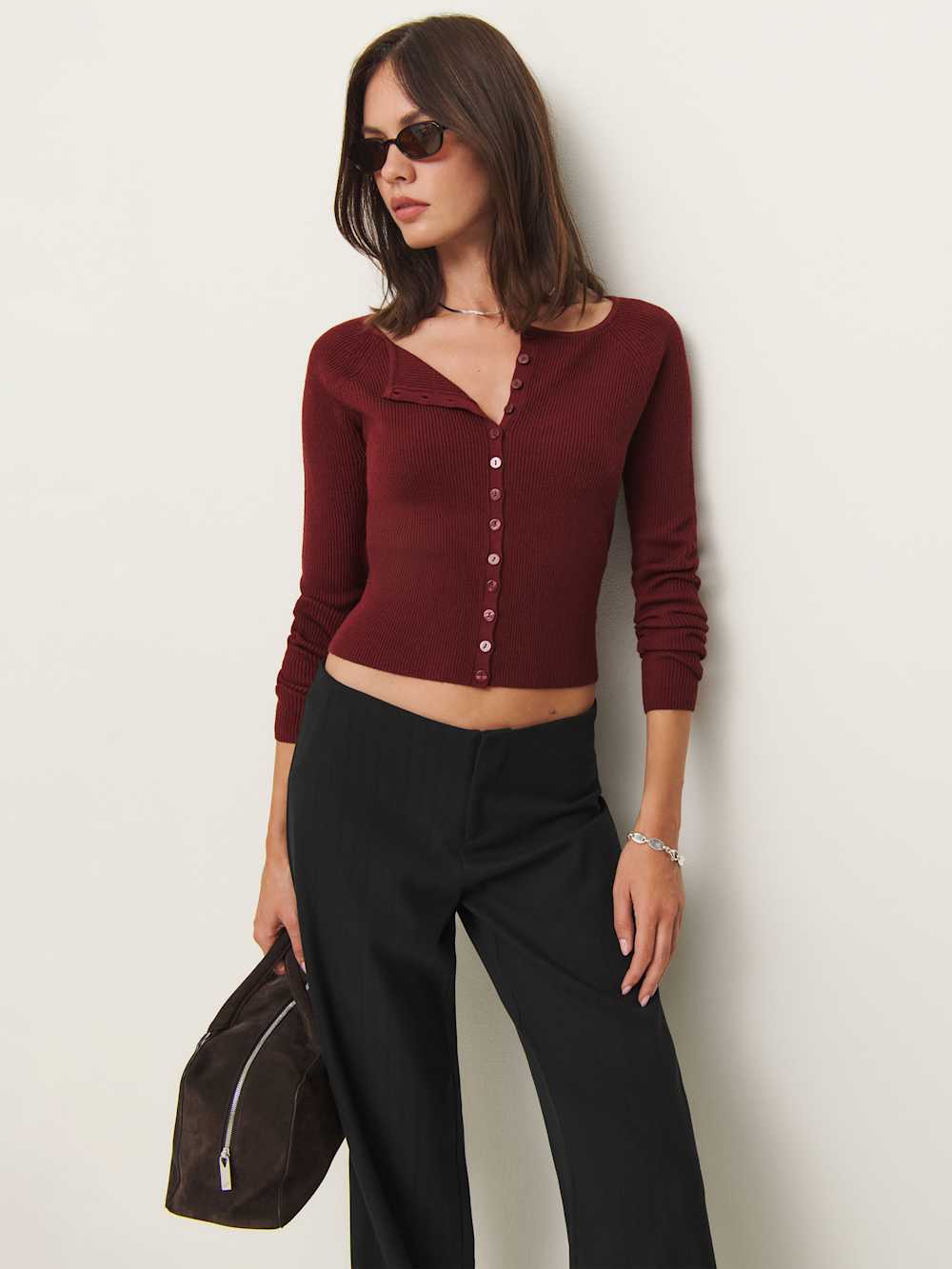 Reformation Meadow Regenerative Merino Cardigan - Chianti