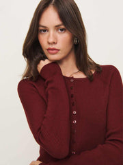 Reformation Meadow Regenerative Merino Cardigan - Chianti