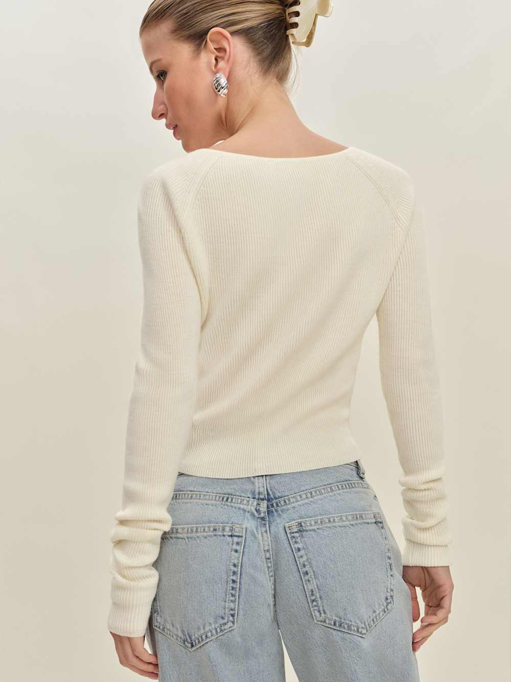 Reformation Meadow Regenerative Merino Cardigan - Cream