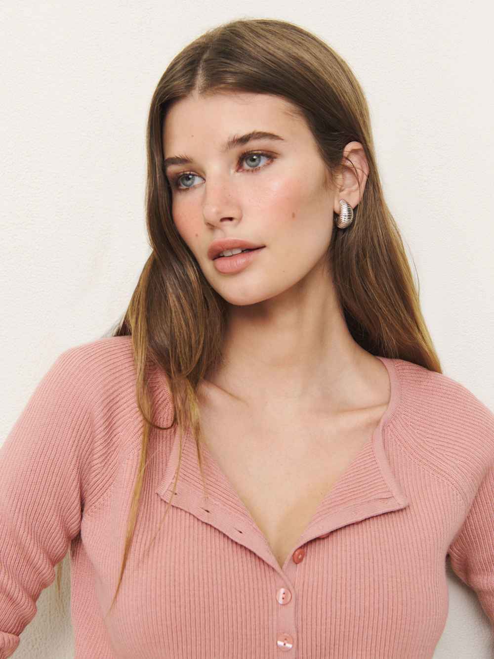 Reformation Meadow Regenerative Merino Cardigan - Dusty Rose